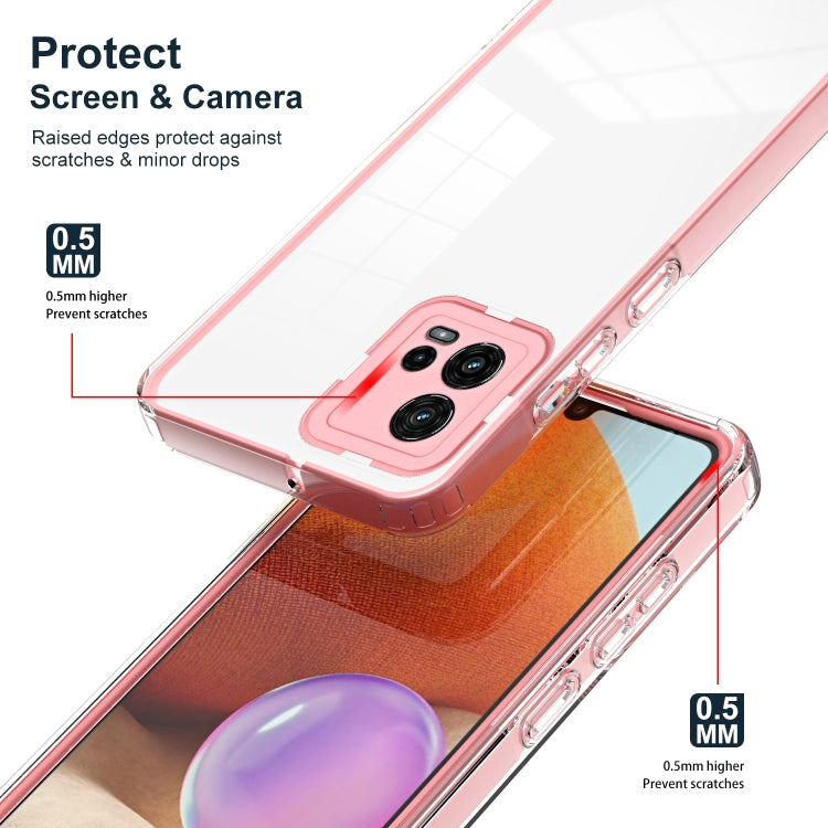 For Motorola Moto G72 5G 3 in 1 Clear TPU Color PC Frame Phone Case