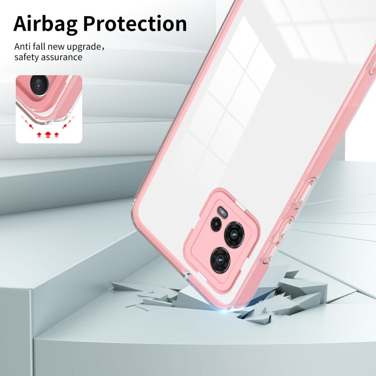 For Motorola Moto G72 5G 3 in 1 Clear TPU Color PC Frame Phone Case