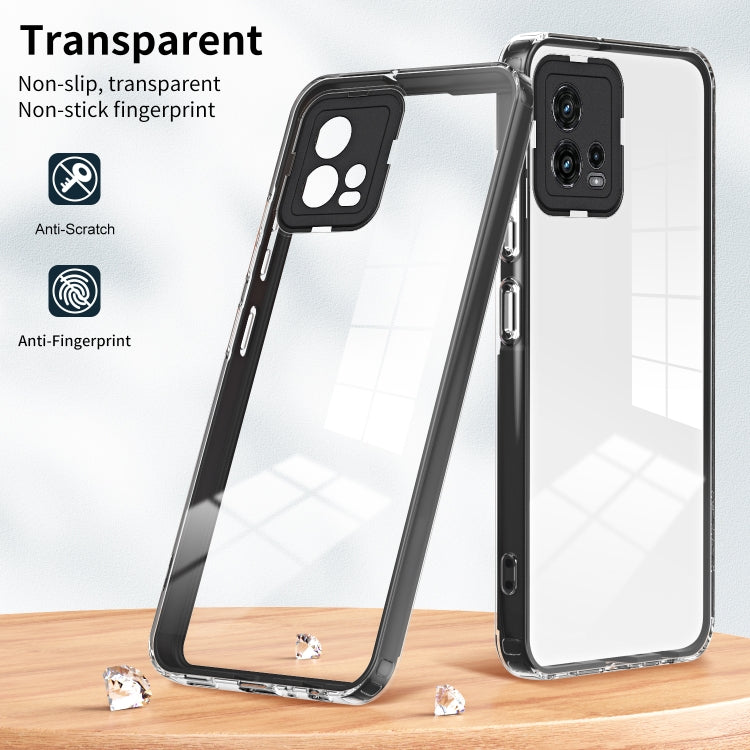 For Motorola Moto G72 5G 3 in 1 Clear TPU Color PC Frame Phone Case