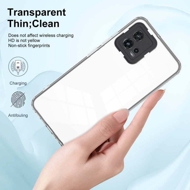 For Motorola Moto G72 5G 3 in 1 Clear TPU Color PC Frame Phone Case