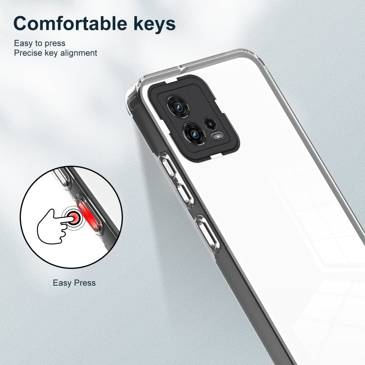 For Motorola Moto G72 5G 3 in 1 Clear TPU Color PC Frame Phone Case