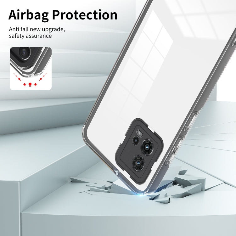 For Motorola Moto G72 5G 3 in 1 Clear TPU Color PC Frame Phone Case