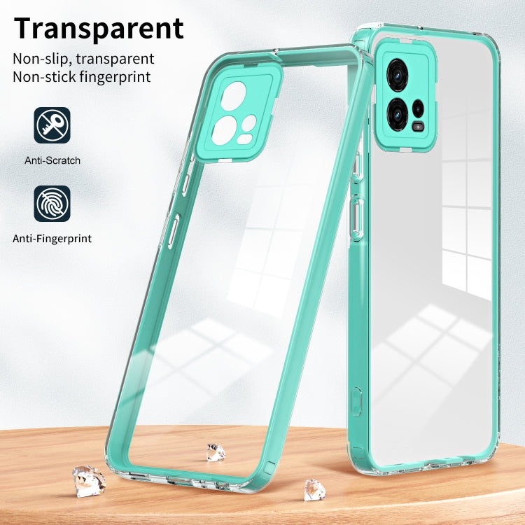 For Motorola Moto G72 5G 3 in 1 Clear TPU Color PC Frame Phone Case