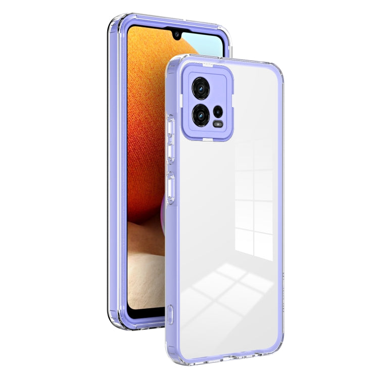 For Motorola Moto G72 5G 3 in 1 Clear TPU Color PC Frame Phone Case