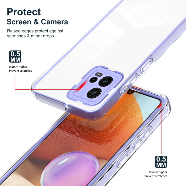 For Motorola Moto G72 5G 3 in 1 Clear TPU Color PC Frame Phone Case