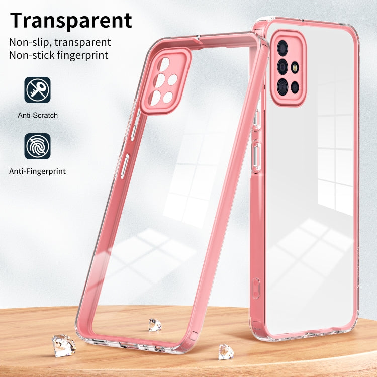 For Samsung Galaxy A71 4G 3 in 1 Clear TPU Color PC Frame Phone Case