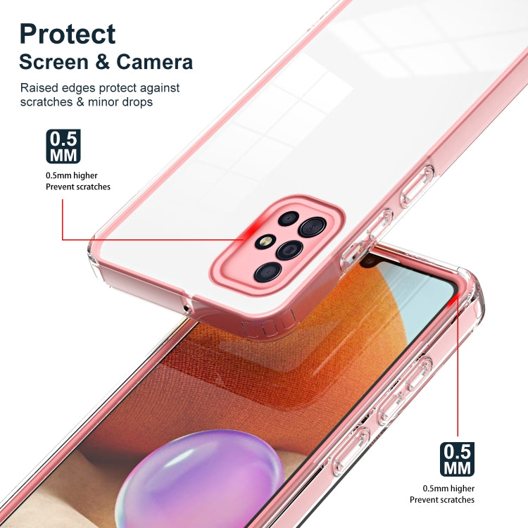 For Samsung Galaxy A71 4G 3 in 1 Clear TPU Color PC Frame Phone Case