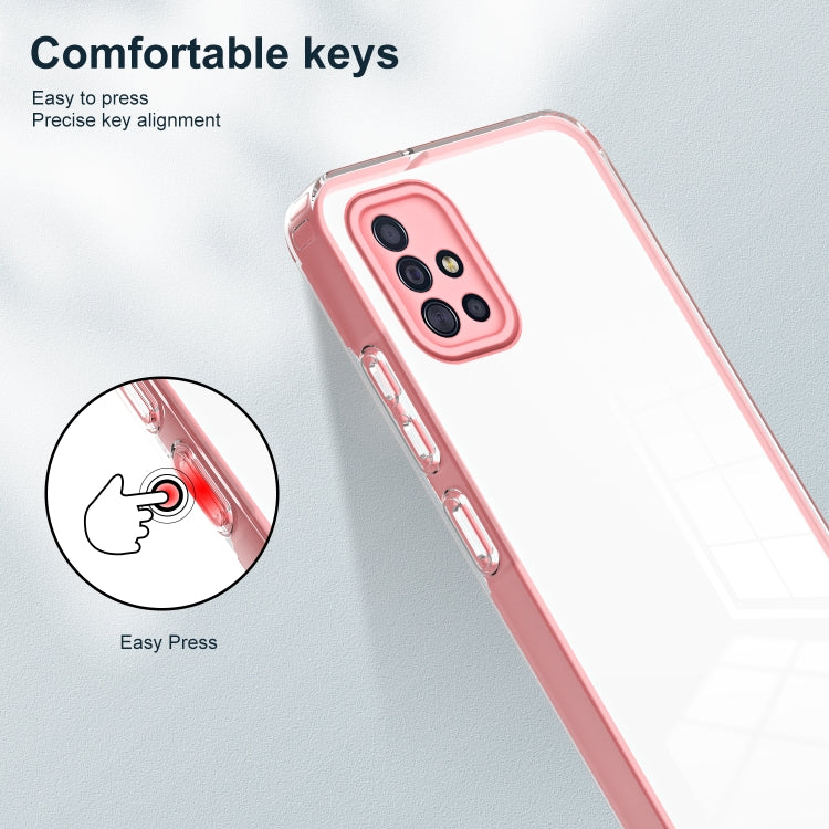 For Samsung Galaxy A71 4G 3 in 1 Clear TPU Color PC Frame Phone Case