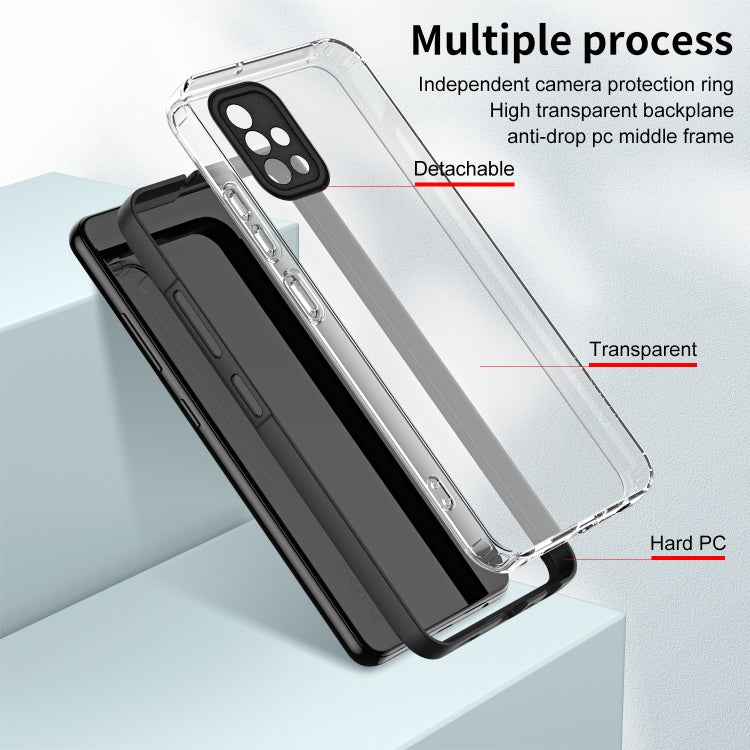 For Samsung Galaxy A71 4G 3 in 1 Clear TPU Color PC Frame Phone Case