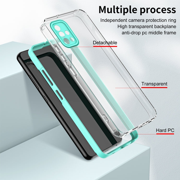 For Samsung Galaxy A71 4G 3 in 1 Clear TPU Color PC Frame Phone Case