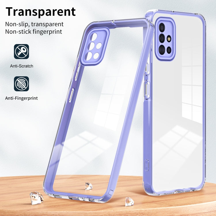 For Samsung Galaxy A71 4G 3 in 1 Clear TPU Color PC Frame Phone Case