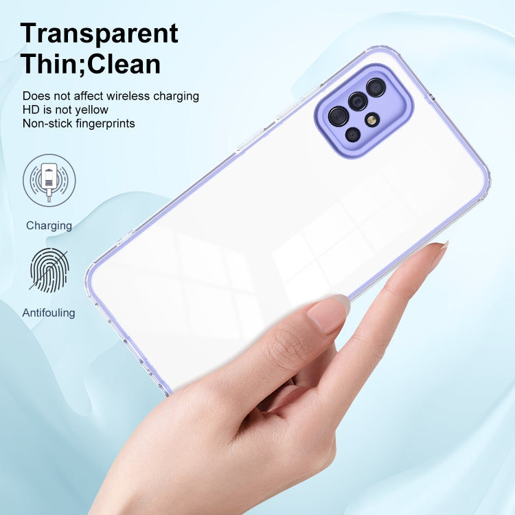 For Samsung Galaxy A71 4G 3 in 1 Clear TPU Color PC Frame Phone Case