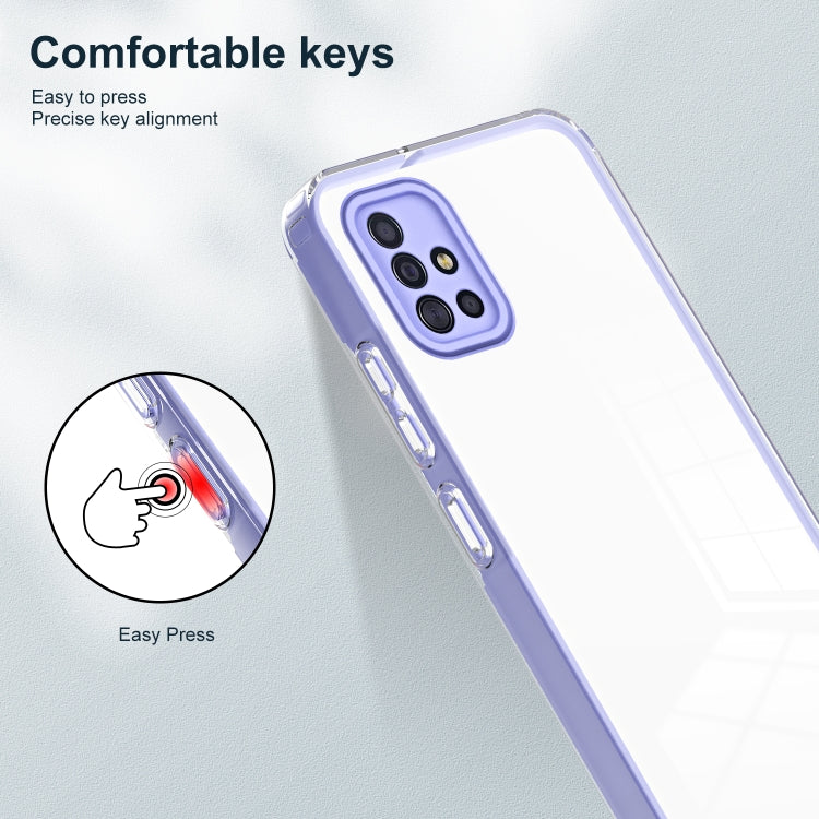 For Samsung Galaxy A71 4G 3 in 1 Clear TPU Color PC Frame Phone Case
