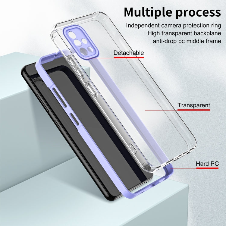 For Samsung Galaxy A71 4G 3 in 1 Clear TPU Color PC Frame Phone Case
