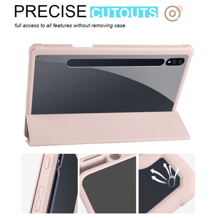 For Samsung Galaxy Tab S8 Ultra Acrylic 3-folding Smart Leather Tablet Case