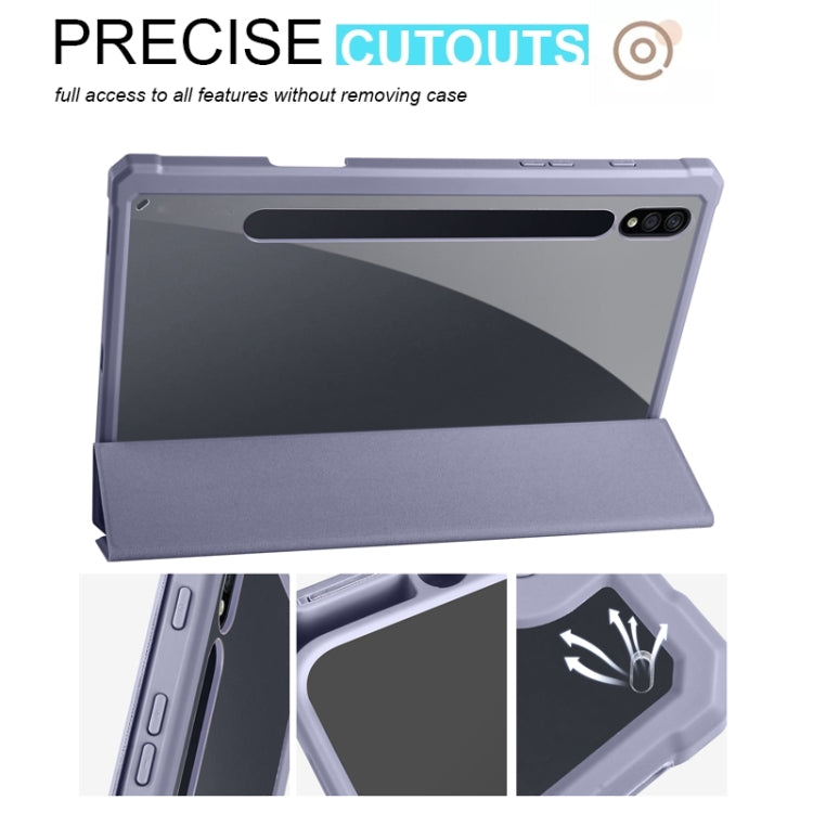 For Samsung Galaxy Tab S8 Ultra Acrylic 3-folding Smart Leather Tablet Case