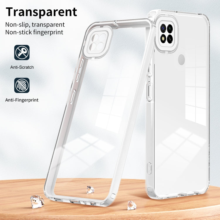 For Xiaomi Redmi 9C / Redmi 10A 3 in 1 Clear TPU Color PC Frame Phone Case