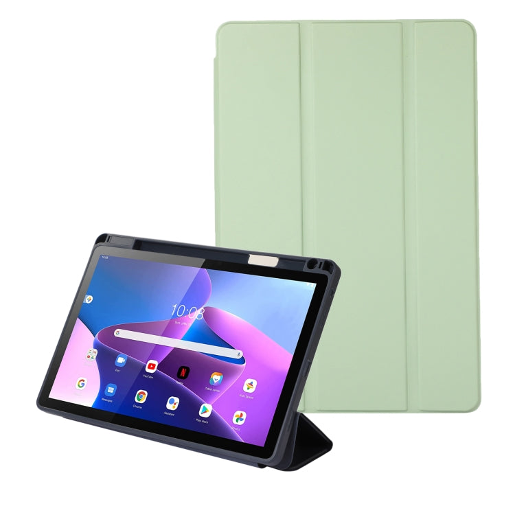 For Lenovo Tab M10 Plus 10.6 3rd Gen 2022 Solid Color 3-folding Leather Tablet Case
