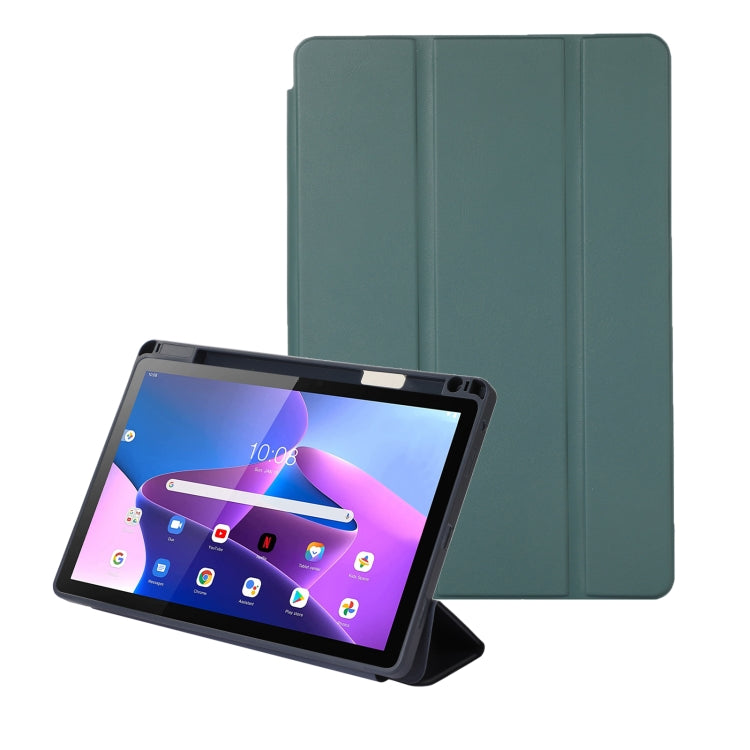 For Lenovo Tab M10 Plus 10.6 3rd Gen 2022 Solid Color 3-folding Leather Tablet Case