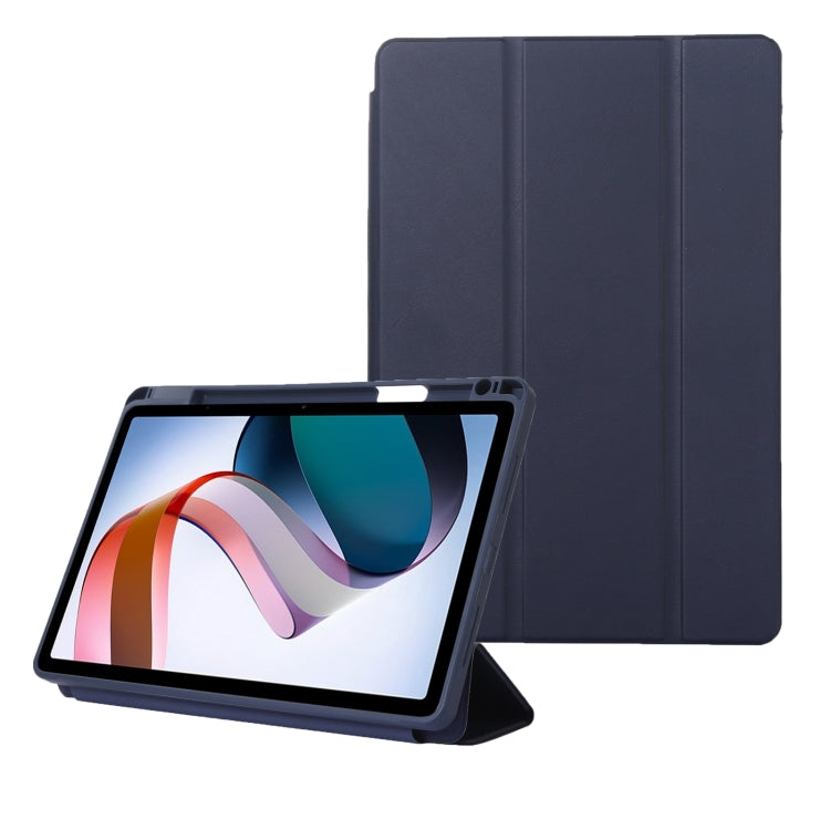 For Xiaomi Redmi Pad 10.61 Solid Color 3-folding Leather Tablet Case