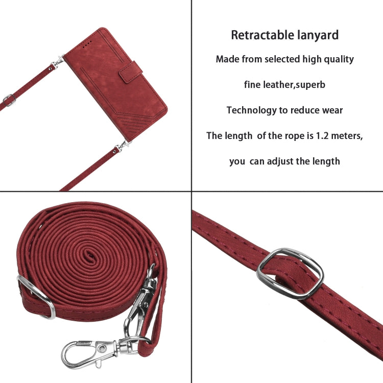 For Xiaomi Mi 11 Lite / Mi 11 Lite 5G NE Skin Feel Stripe Pattern Leather Phone Case with Lanyard
