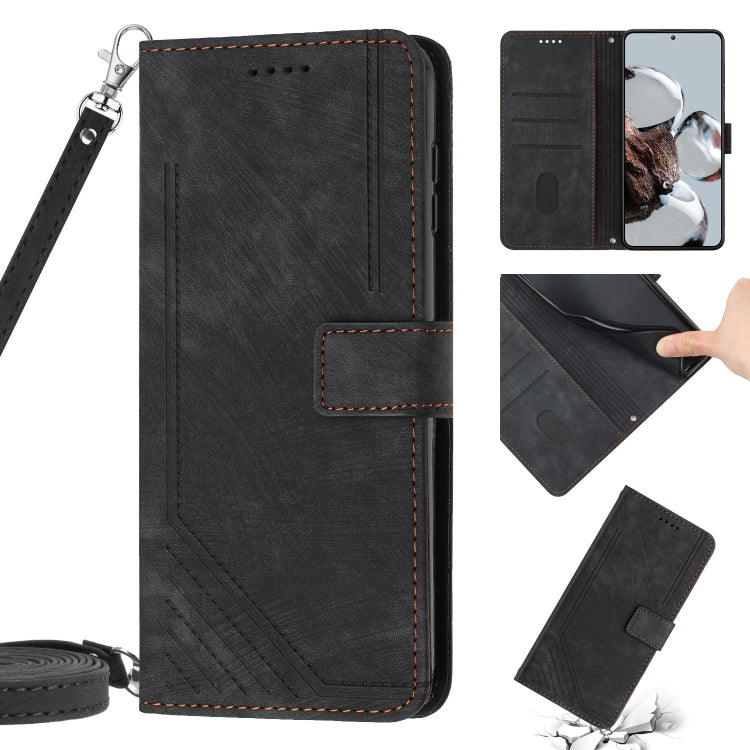 For Xiaomi Poco X3 / X3 Pro / X3 NFC Skin Feel Stripe Pattern Leather Phone Case with Lanyard
