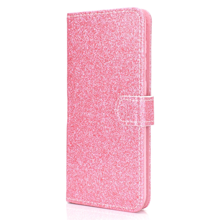 For Samsung Galaxy A30 / A20 Glitter Powder Horizontal Flip Leather Case with Card Slots & Holder & Photo Frame & Wallet
