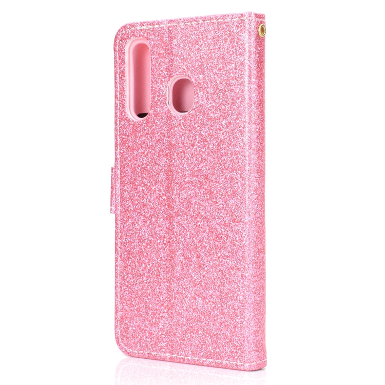 For Samsung Galaxy A30 / A20 Glitter Powder Horizontal Flip Leather Case with Card Slots & Holder & Photo Frame & Wallet