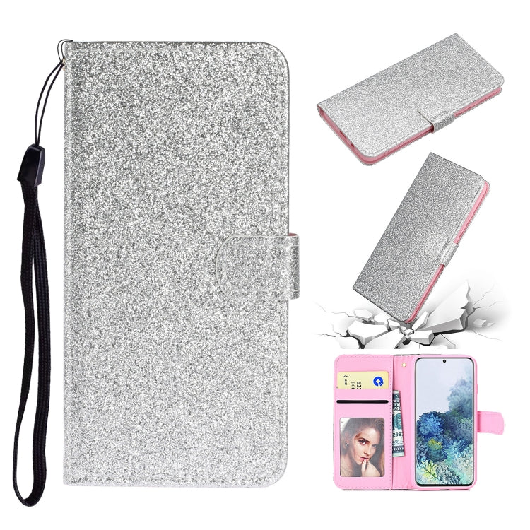 For Samsung Galaxy A31 Glitter Powder Horizontal Flip Leather Case with Card Slots & Holder & Photo Frame & Wallet