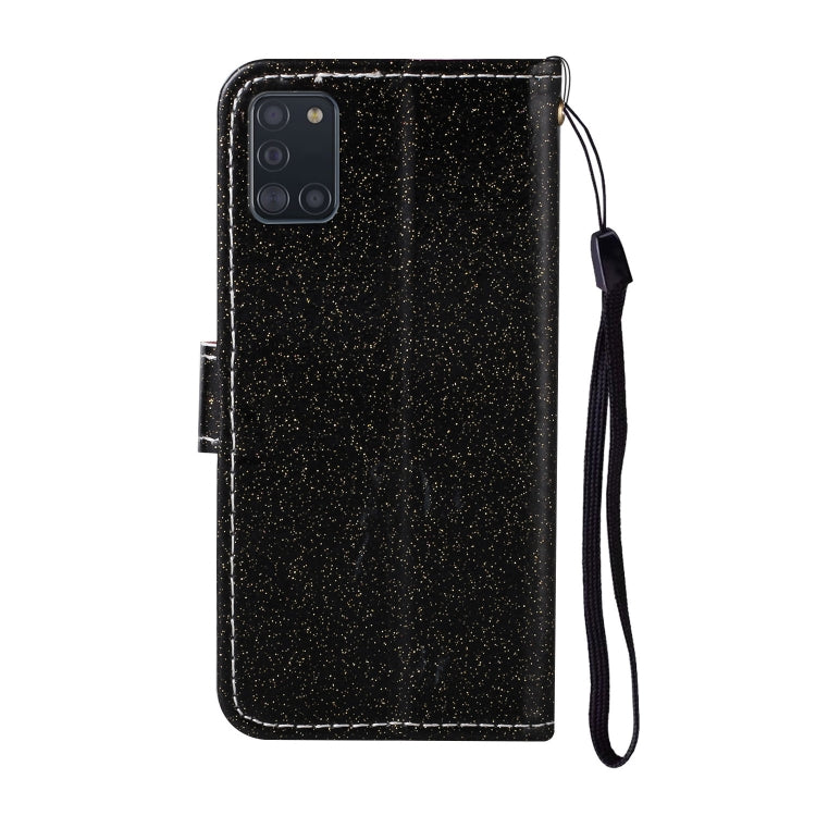 For Samsung Galaxy A31 Glitter Powder Horizontal Flip Leather Case with Card Slots & Holder & Photo Frame & Wallet