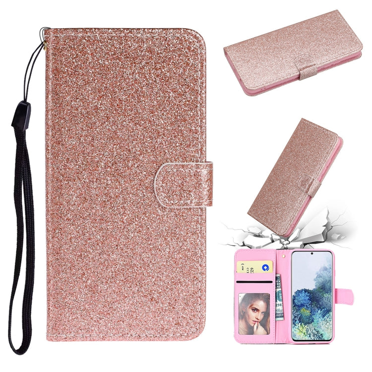 For Samsung Galaxy A31 Glitter Powder Horizontal Flip Leather Case with Card Slots & Holder & Photo Frame & Wallet