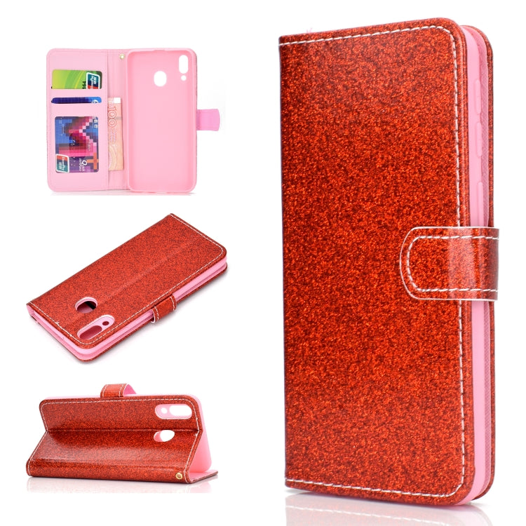 For Samsung Galaxy A40 Glitter Powder Horizontal Flip Leather Case with Card Slots & Holder & Photo Frame & Wallet