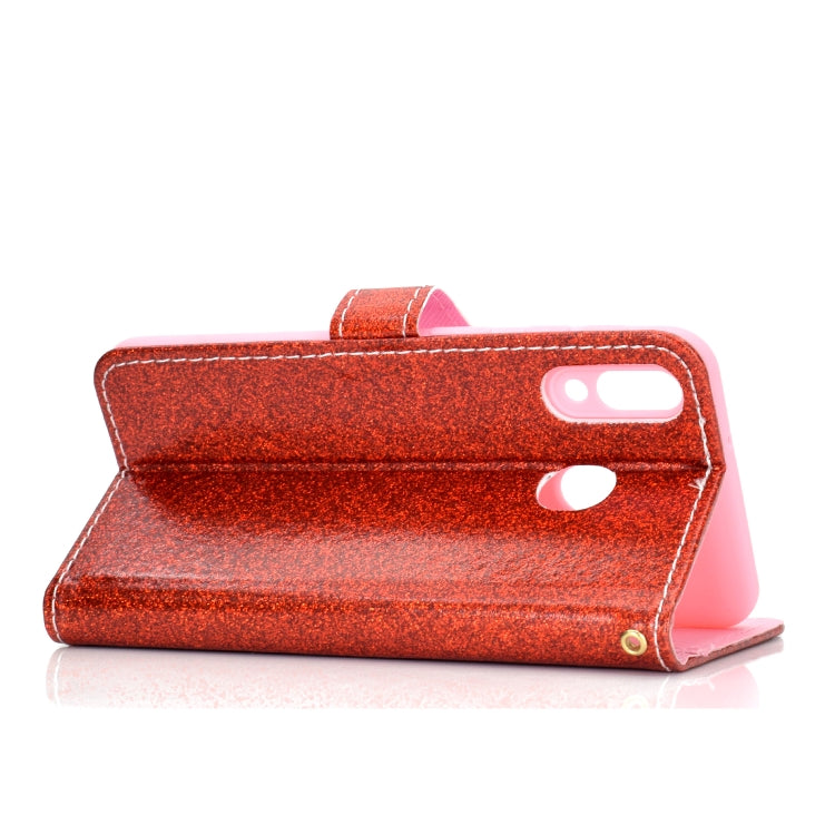 For Samsung Galaxy A40 Glitter Powder Horizontal Flip Leather Case with Card Slots & Holder & Photo Frame & Wallet
