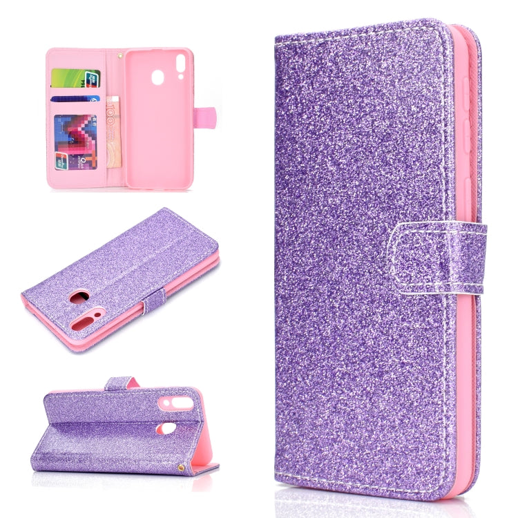 For Samsung Galaxy A40 Glitter Powder Horizontal Flip Leather Case with Card Slots & Holder & Photo Frame & Wallet