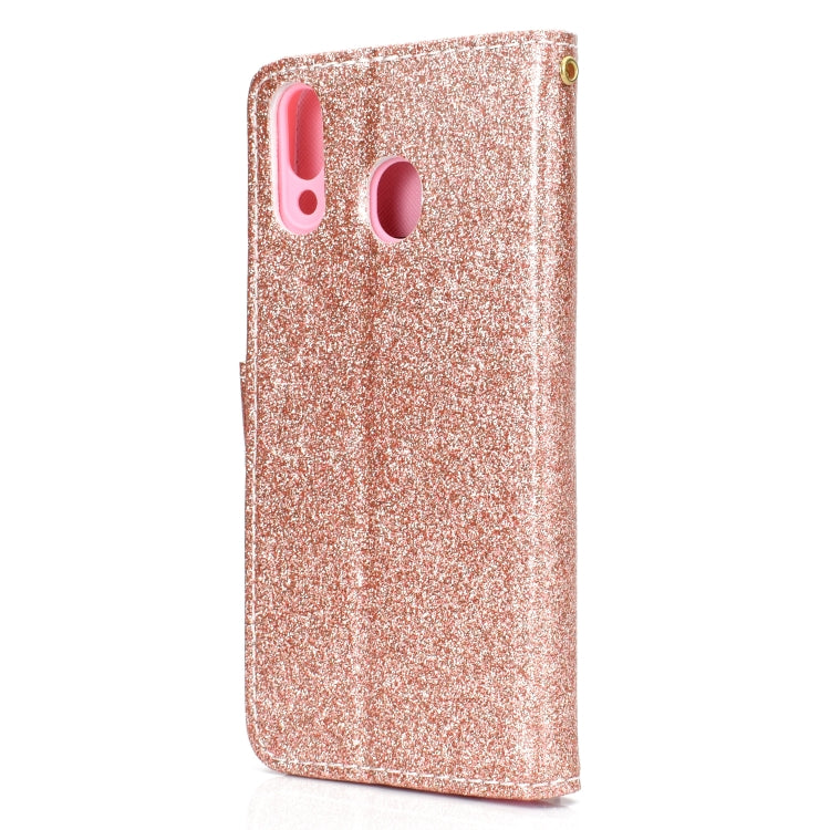 For Samsung Galaxy A40 Glitter Powder Horizontal Flip Leather Case with Card Slots & Holder & Photo Frame & Wallet