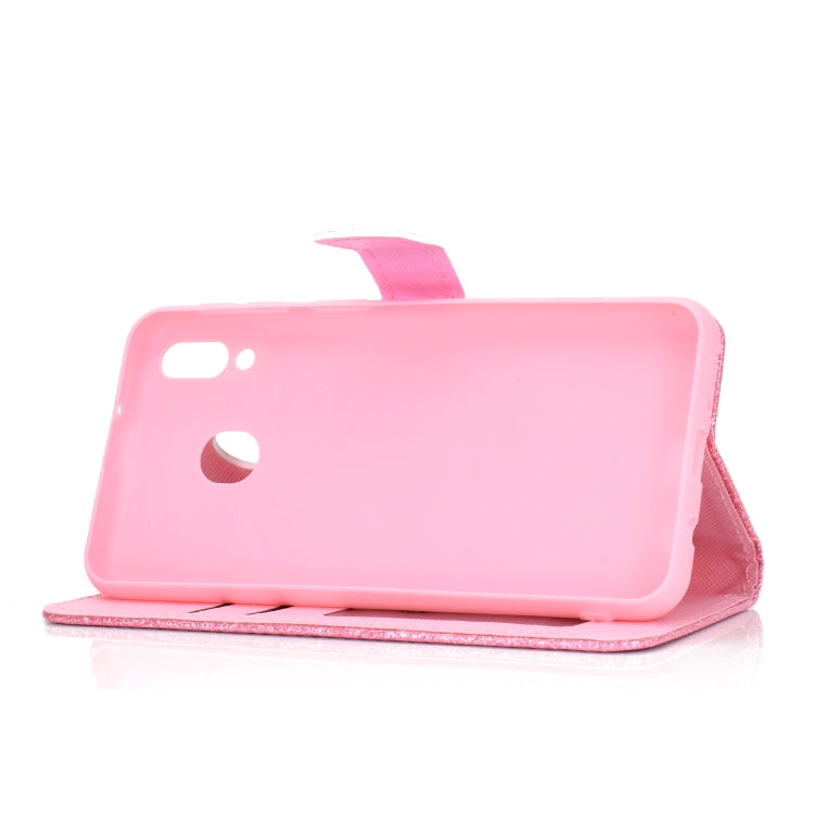For Samsung Galaxy A40 Glitter Powder Horizontal Flip Leather Case with Card Slots & Holder & Photo Frame & Wallet