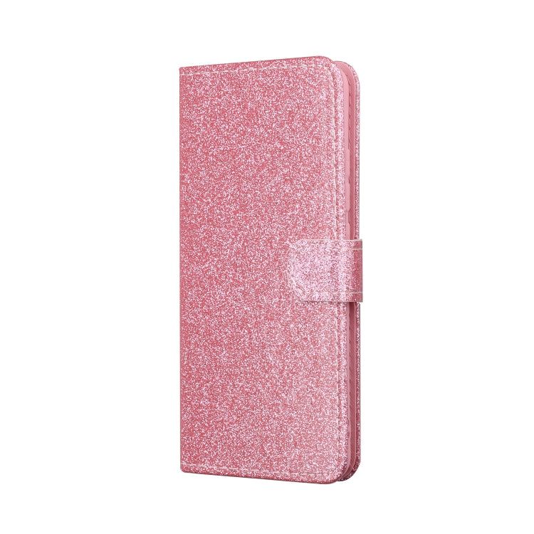 For Samsung Galaxy A41 Glitter Powder Horizontal Flip Leather Case with Card Slots & Holder & Photo Frame & Wallet