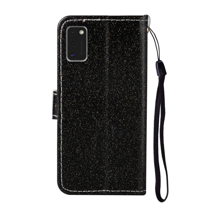 For Samsung Galaxy A41 Glitter Powder Horizontal Flip Leather Case with Card Slots & Holder & Photo Frame & Wallet