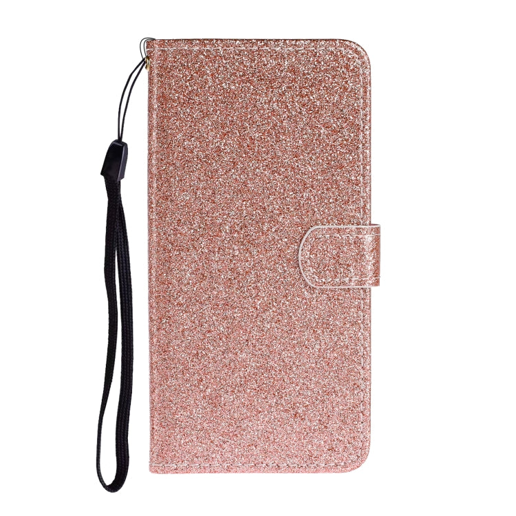 For Samsung Galaxy A41 Glitter Powder Horizontal Flip Leather Case with Card Slots & Holder & Photo Frame & Wallet