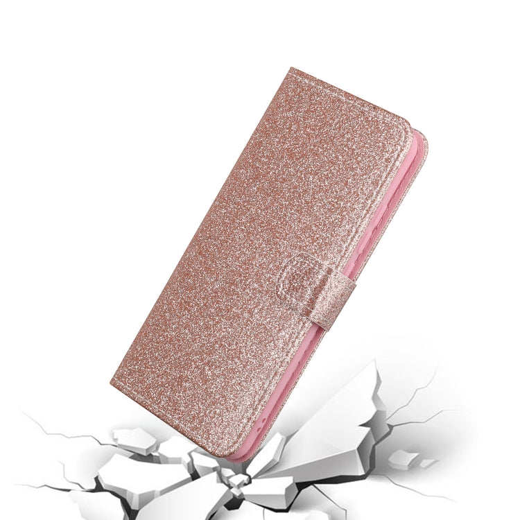 For Samsung Galaxy A41 Glitter Powder Horizontal Flip Leather Case with Card Slots & Holder & Photo Frame & Wallet
