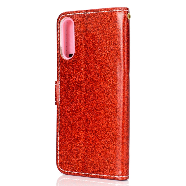 For Samsung Galaxy A50 Glitter Powder Horizontal Flip Leather Case with Card Slots & Holder & Photo Frame & Wallet