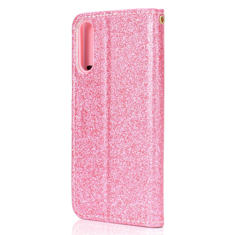 For Samsung Galaxy A50 Glitter Powder Horizontal Flip Leather Case with Card Slots & Holder & Photo Frame & Wallet