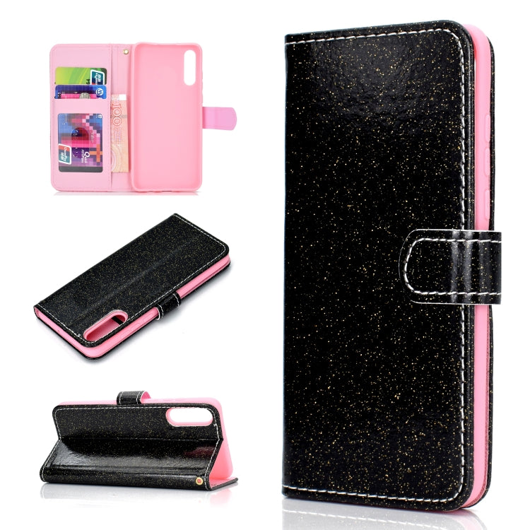 For Samsung Galaxy A50 Glitter Powder Horizontal Flip Leather Case with Card Slots & Holder & Photo Frame & Wallet