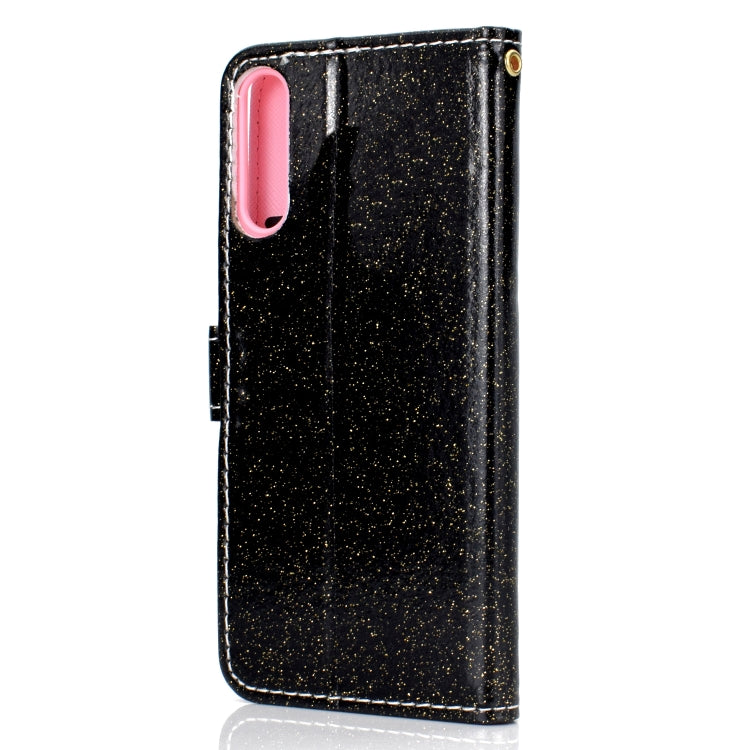 For Samsung Galaxy A50 Glitter Powder Horizontal Flip Leather Case with Card Slots & Holder & Photo Frame & Wallet