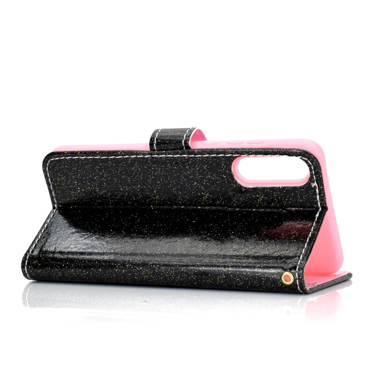 For Samsung Galaxy A50 Glitter Powder Horizontal Flip Leather Case with Card Slots & Holder & Photo Frame & Wallet