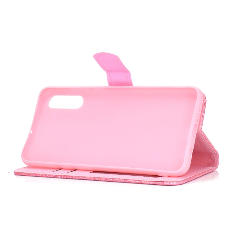 For Samsung Galaxy A50 Glitter Powder Horizontal Flip Leather Case with Card Slots & Holder & Photo Frame & Wallet
