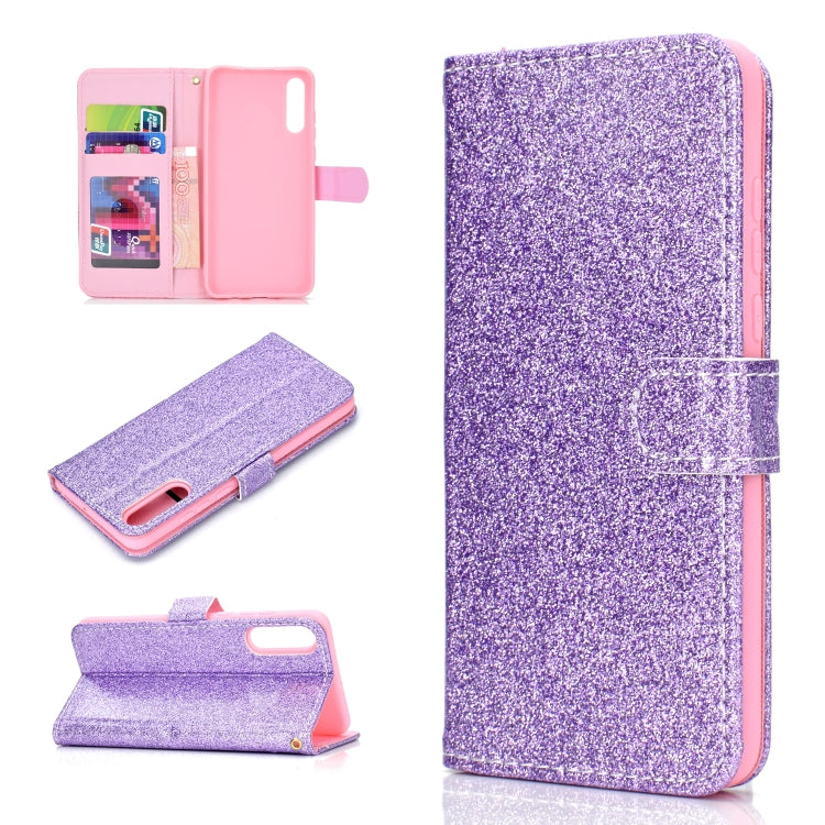 For Samsung Galaxy A50 Glitter Powder Horizontal Flip Leather Case with Card Slots & Holder & Photo Frame & Wallet