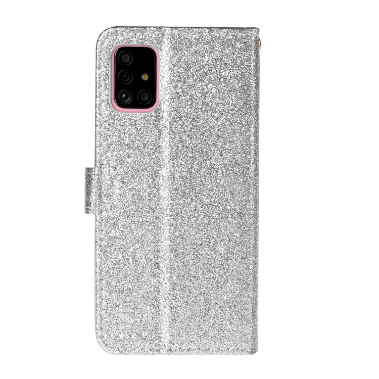 For Samsung Galaxy A51 Glitter Powder Horizontal Flip Leather Case with Card Slots & Holder & Photo Frame & Wallet