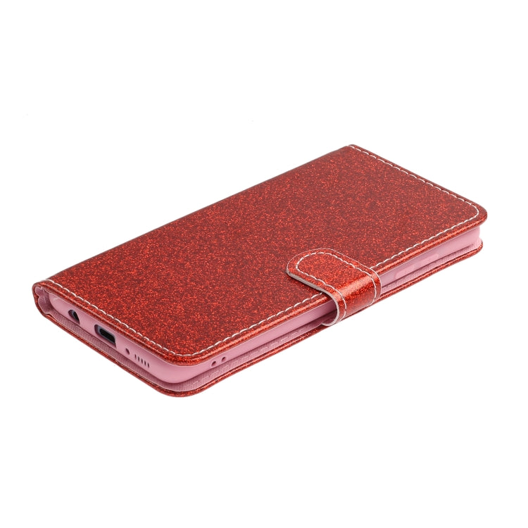 For Samsung Galaxy A51 Glitter Powder Horizontal Flip Leather Case with Card Slots & Holder & Photo Frame & Wallet