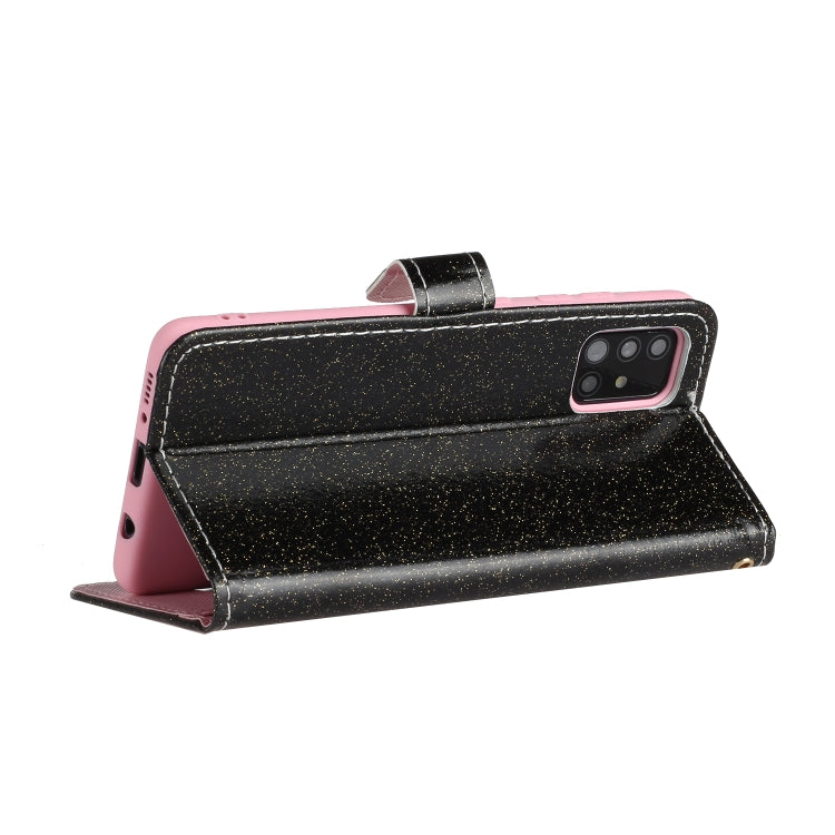For Samsung Galaxy A51 Glitter Powder Horizontal Flip Leather Case with Card Slots & Holder & Photo Frame & Wallet